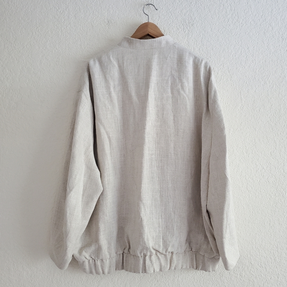 Zara Oversize Linen Blend Bomber Jacket Sand Size M - Picture 15 of 15